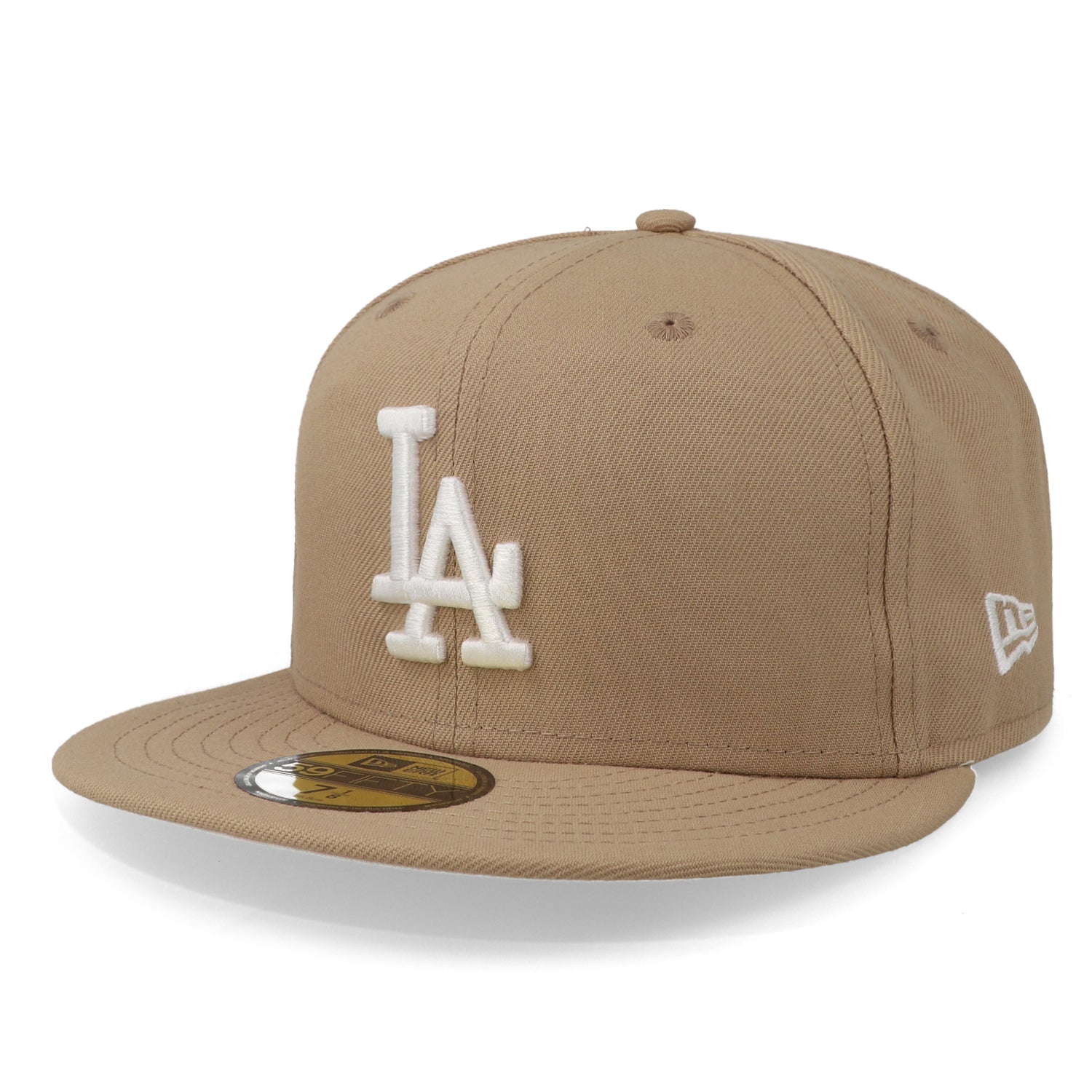 Gorra New Era 59 Fifty MLB Dodgers Camel Blanco Cerrado