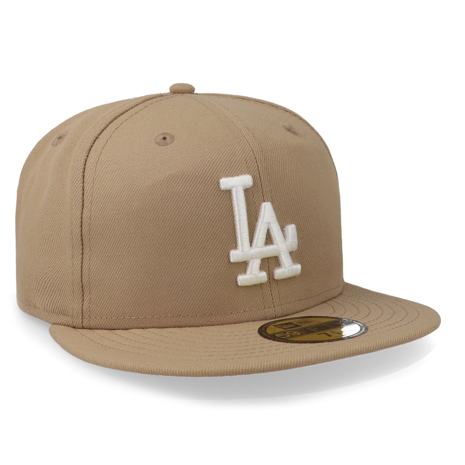 Gorra New Era 59 Fifty MLB Dodgers Camel Blanco Cerrado