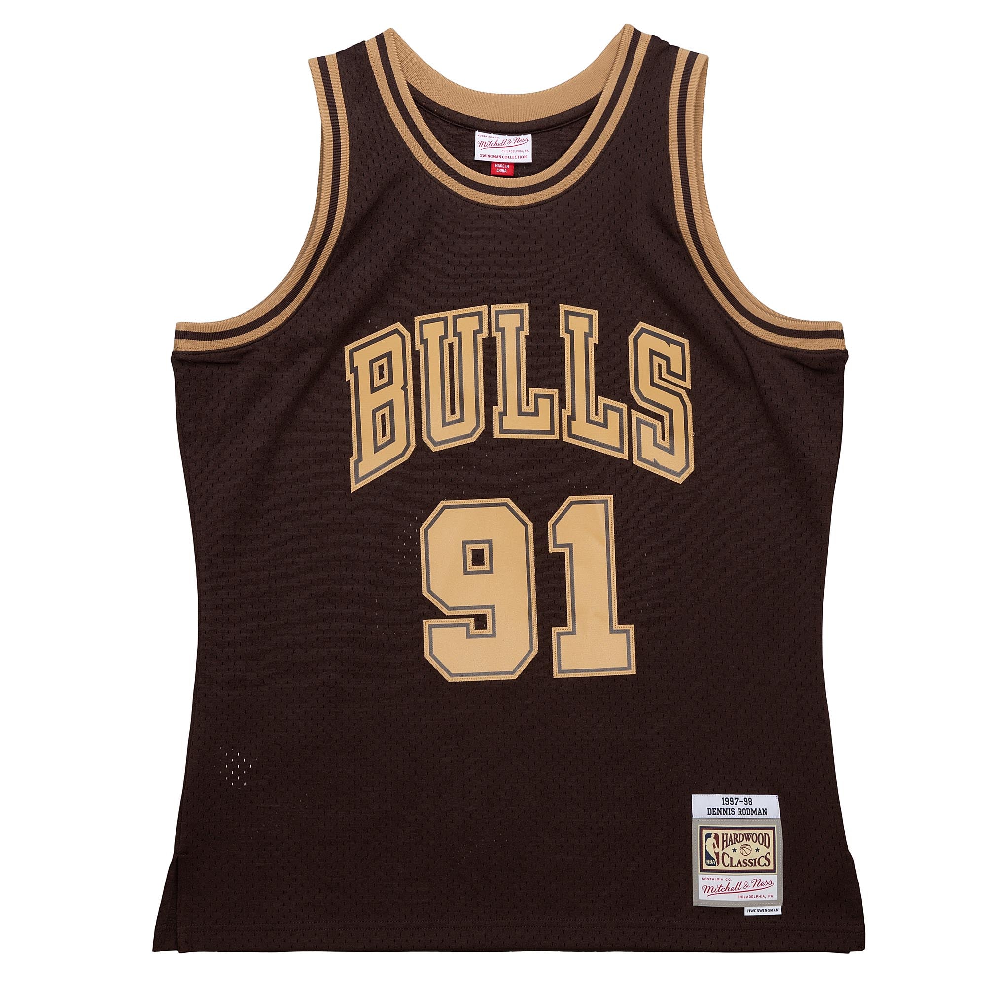 NBA Lux Brown Swingman Jersey Bulls 1997 Dennis Rodman