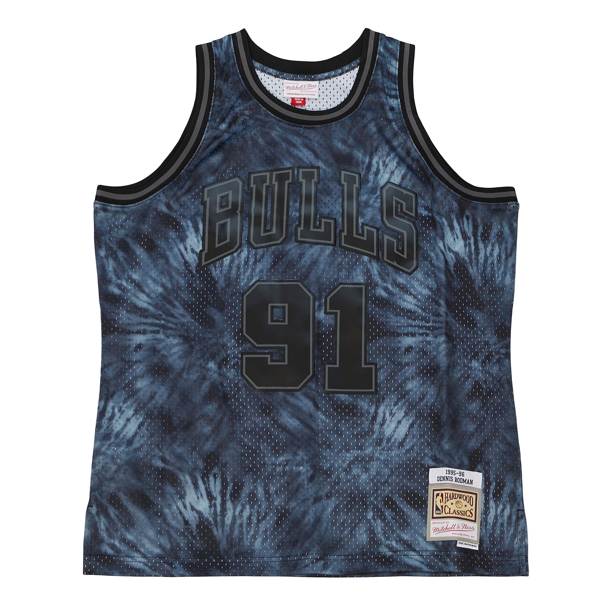 NBA Black Tie Dye Swingman Jersey Bulls 1995 Dennis Rodman