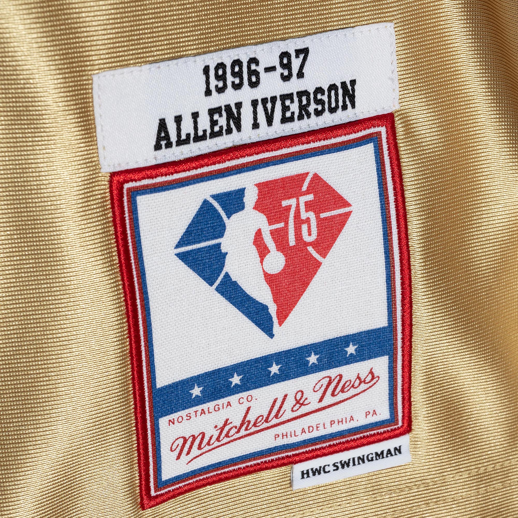 NBA 75th Gold Swingman Jersey 76ers 1996 Allen Iverson